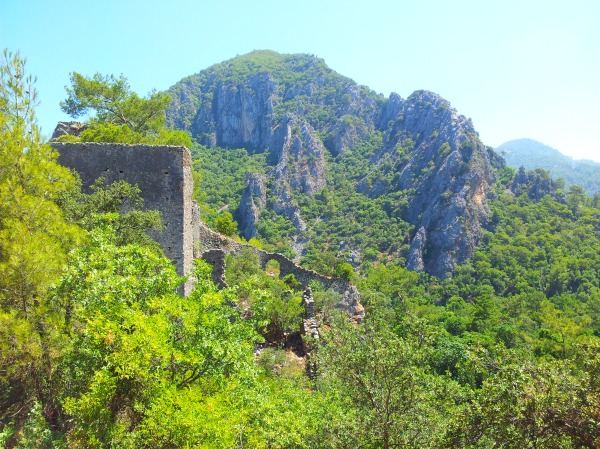The ruins and mountains of Olympos in south-west Turkey